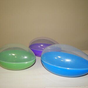 LOT 3 Large 10" Fillable Prize Gift Clear Top Plastic Easter Egg Hunt Containers